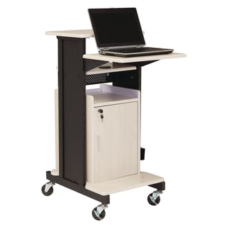 Oklahoma Sound® Premium Plus Presentation Cart with Storage Cabinet, 18 x 30 x 40.5, Ivory/Black (NPSPRC250)