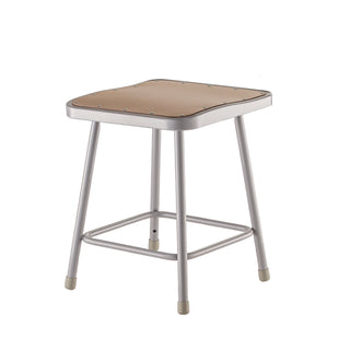 NPS® 6300 Series Heavy Duty Square Seat Steel Stool, Backless, Supports Up to 500 lb, 17.5" Seat Height, Brown Seat, Gray Base (NPS6318)