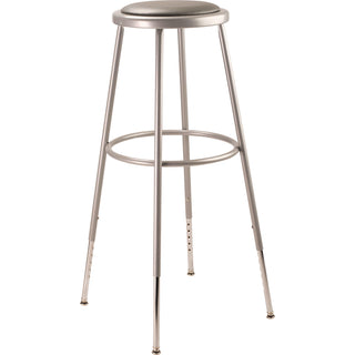 NPS® 6400 Series Height Adjust Heavy Duty Vinyl Padded Steel Stool, Backless, Support 500lb, 30.5" to 38.5" Height, Gray Seat/Base (NPS6430H)
