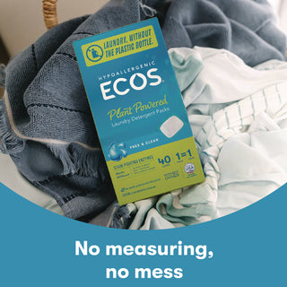 ECOS® Laundry Detergent Packs, Free and Clear, 40 Pods/Pack, 6 Packs/Carton (EOP963706CT)