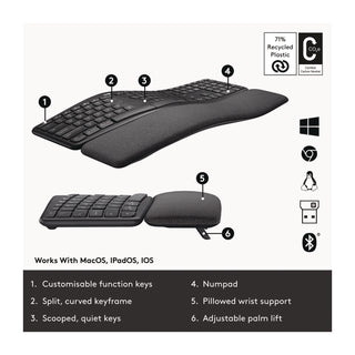 Logitech® ERGO K860 Wireless Keyboard, Graphite (LOG24421967)