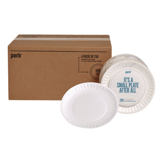 Perk™ Economy Paper Plates, 6" dia, White, 250/Pack, 4 Packs/Carton (PRK519418)