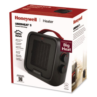 Honeywell UberHeat 5 Ceramic Heater, 4.5 x 4.5 x 8.86, Black (HWLHCE210B)