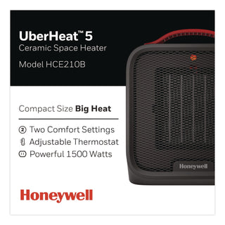 Honeywell UberHeat 5 Ceramic Heater, 4.5 x 4.5 x 8.86, Black (HWLHCE210B)