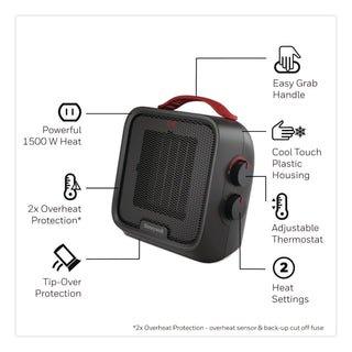 Honeywell UberHeat 5 Ceramic Heater, 4.5 x 4.5 x 8.86, Black (HWLHCE210B)