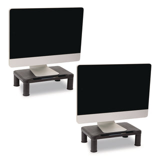Mind Reader Adjustable Rectangular Monitor Stand, 14.5" x 10.5" x 2.5" to 5.25", Black, Supports 50 lb, 2/Pack (EMS2SMPLMONBLK)