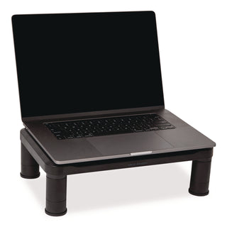 Mind Reader Adjustable Rectangular Monitor Stand, 14.5" x 10.5" x 2.5" to 5.25", Black, Supports 50 lb, 2/Pack (EMS2SMPLMONBLK)