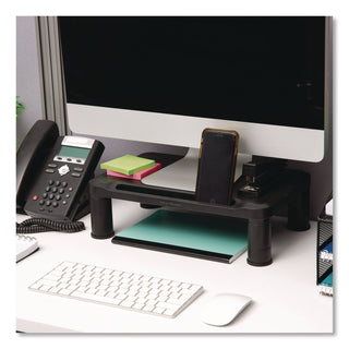 Mind Reader Adjustable Rectangular Monitor Stand, 14.5" x 10.5" x 2.5" to 5.25", Black, Supports 50 lb, 2/Pack (EMS2SMPLMONBLK)