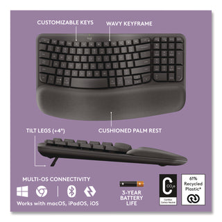 Logitech® ERGO Wave Keyboard for Business, Graphite (LOG920011898)