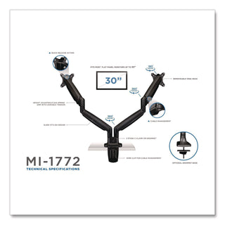 MOUNT-IT! Single Monitor Gas-Spring Mounting Arm, For 13" to 32" Monitors, 360 Degree Rotation, +/-45 Degree Tilt, Black, Supports 20lb (MNIMI1771BLACK)