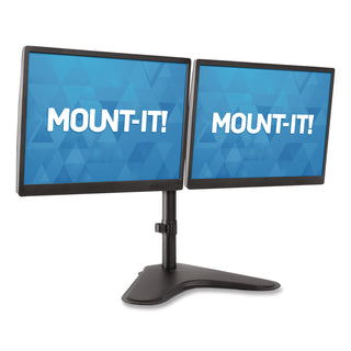 MOUNT-IT! Dual Monitor Desk Stand, For 19" to 32" Monitors, 36.4" x 11" x 18.3", Black, Supports 17.6 lb (MNIMI2781)