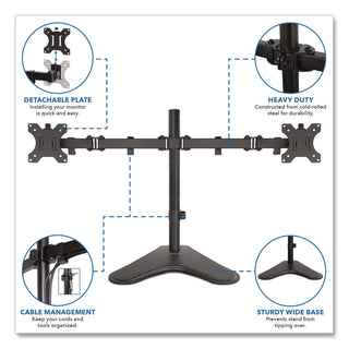 MOUNT-IT! Dual Monitor Desk Stand, For 19" to 32" Monitors, 36.4" x 11" x 18.3", Black, Supports 17.6 lb (MNIMI2781)