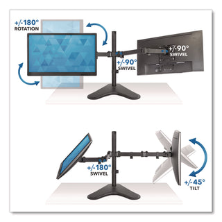 MOUNT-IT! Dual Monitor Desk Stand, For 19" to 32" Monitors, 36.4" x 11" x 18.3", Black, Supports 17.6 lb (MNIMI2781)