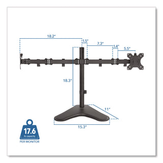 MOUNT-IT! Dual Monitor Desk Stand, For 19" to 32" Monitors, 36.4" x 11" x 18.3", Black, Supports 17.6 lb (MNIMI2781)