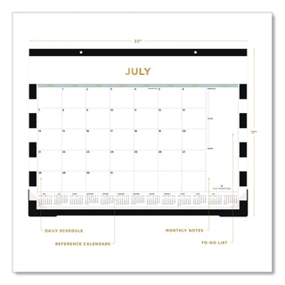 Blue Sky® Day Designer Rugby Stripe Academic Year Desk Pad Calendar, 22 x 17, White/Black Sheets, 12-Month (July to June): 2024 to 2025 (BLS138443A25)