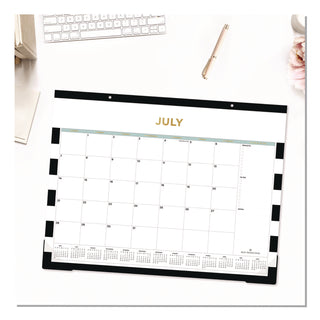 Blue Sky® Day Designer Rugby Stripe Academic Year Desk Pad Calendar, 22 x 17, White/Black Sheets, 12-Month (July to June): 2024 to 2025 (BLS138443A25)