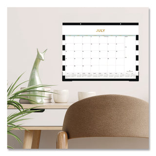 Blue Sky® Day Designer Rugby Stripe Academic Year Desk Pad Calendar, 22 x 17, White/Black Sheets, 12-Month (July to June): 2024 to 2025 (BLS138443A25)