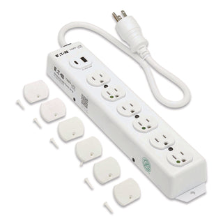Tripp Lite by Eaton Safe-IT Medical-Grade Power Strip with Antimicrobial Protection, 6 Hospital-Grade Outlets, USB Charging, 2 ft Cord, White (TRPPS602HGUSB)