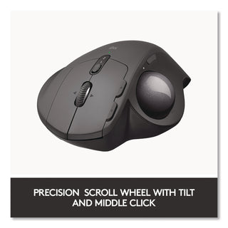 Logitech® MX Ergo Plus Advanced Wireless Trackball Mouse, 2.4 GHz Frequency/33 ft Wireless Range, Right Hand Use, Black (LOG2764655)