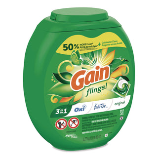 Gain® Flings Detergent Pods, Original, 112 Pods, 80 oz Tub (PGC02446)