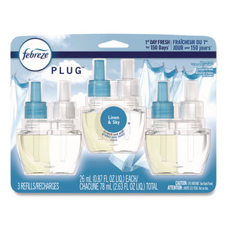 Febreze® PLUG Air Freshener Refills, Linen and Sky, 0.87 oz, 3/Pack (PGC54344EA)
