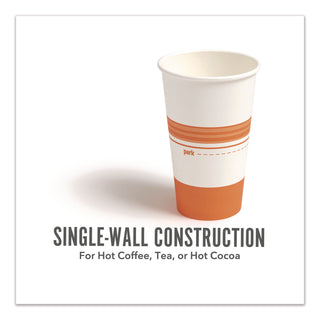 Perk™ Paper Hot Cups, 16 oz, White/Orange, 500/Carton (PRKPK54368CT)