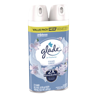 Glade® Air Freshener, Clean Linen Scent, 8.3 oz, 2/Pack (SJN346578PK)