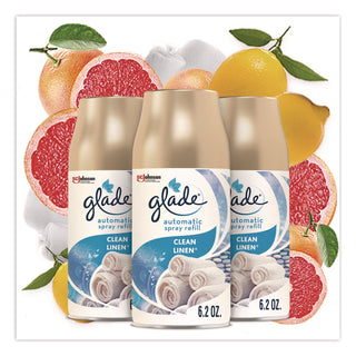 Glade® Automatic Air Freshener Refill, Clean Linen, 6.2 oz Can, 3/Pack (SJN375632)