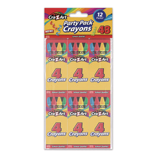 Cra-Z-Art® Crayons, 4 Assorted Colors, 4/Box, 12 Boxes/Pack (CZA1021748)