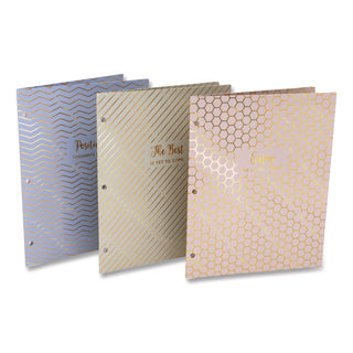 PUKKA PAD® Two-Pocket Portfolio Folder, 1" Capacity, 9.6 x 11.9, Haze, Blue/Green/Taupe, 6/Pack (PUK9980ASTHZE)