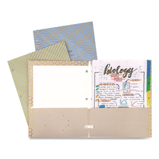 PUKKA PAD® Two-Pocket Portfolio Folder, 1" Capacity, 9.6 x 11.9, Haze, Blue/Green/Taupe, 6/Pack (PUK9980ASTHZE)