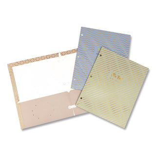 PUKKA PAD® Two-Pocket Portfolio Folder, 1" Capacity, 9.6 x 11.9, Haze, Blue/Green/Taupe, 6/Pack (PUK9980ASTHZE)