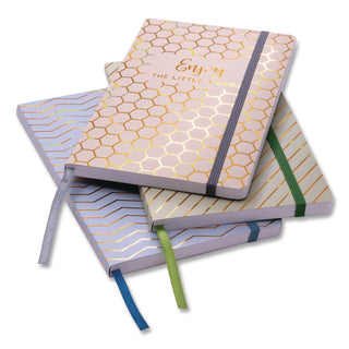PUKKA PAD® Journal, 1-Subject, Medium/College Rule, Taupe Haze/Gold Cover, (96) 8.3 x 5.8 Sheets, 3/Pack (PUK9977TEHZE)