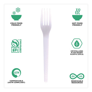 Eco-Products® Plantware CPLA Cutlery, Fork, White, 1,000/Carton (ECOEPS017)