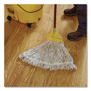 Rubbermaid® Commercial Super Stitch Finish Mop Heads, Cotton/Synthetic, Blue/White (RCPFGD51306WH00)
