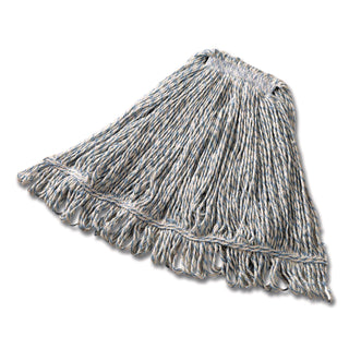 Rubbermaid® Commercial Super Stitch Finish Mop Heads, Cotton/Synthetic, Blue/White (RCPFGD51306WH00)