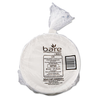 SOLO® Bare Eco-Forward Clay-Coated Paper Dinnerware, Plate, 8 1/2" dia, 500/Carton (SCCMP9BR2054)