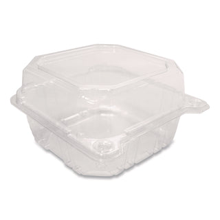 Karat® PET Plastic Hinged Container, 6 x 6 x 3.3, Clear, Plastic, 500/Carton (KRTFPHC66PET1C)