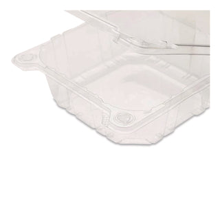 Karat® PET Plastic Hinged Container, 6 x 6 x 3.3, Clear, Plastic, 500/Carton (KRTFPHC66PET1C)