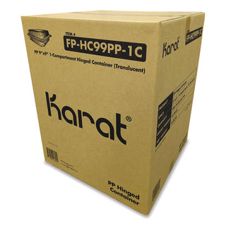Karat® Polypropylene Plastic Hinged Container, 9.35 x 9.22 x 3.17, Clear, Plastic, 50/Pack, 4 Packs/Carton (KRTFPHC99PP1C)