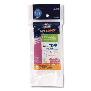 Elmer's® Craftbond Less Mess All-Temp Glue Sticks, Mini, 0.27 x 4, Dries Clear, 10/Pack (EPIE6054)