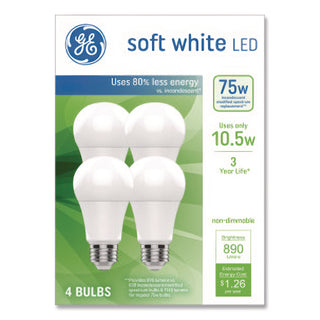 GE Classic LED SW Non-Dim A19 Light Bulb, 10.5 W, Soft White, 4/Pack (GEL93131064)