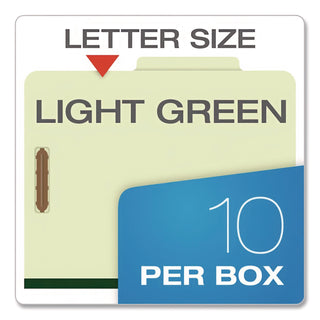 Pendaflex® Reinforced Pressboard Classification Folders, 1.75" Expansion, 1 Divider, 4 Fasteners, Letter Size, Green Exterior, 10/Box (PFX17172)