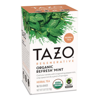Tazo® Tea Bags, Organic Refresh Mint, 16/Box (TZOTAZ00350BX)