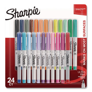 Sharpie® Ultra Fine Tip Permanent Marker, Ultra Fine Needle Tip, Assorted Colors, 24/Pack (SAN2105407)