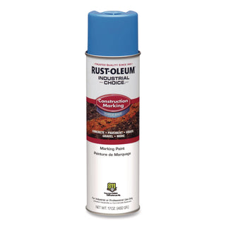 Rust-Oleum® Industrial Choice M1400 System Water-Based Construction Marking Paint, Flat Caution Blue, 17 oz Aerosol Can, 12/Carton (RST264694CT)
