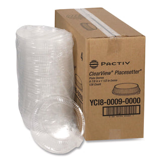 Pactiv Evergreen ClearView Dome-Style Lid with Tabs, 8.75" Diameter x 0.8" h, Clear, Plastic, 126/Carton (PCTYCI800090000)