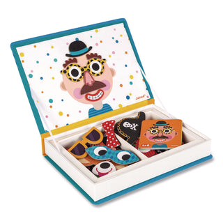 Janod® Magneti'books, Boy's Crazy Faces, 40 Pieces (10 Cards, 30 Magnetic Shapes), Ages 3 to 8 (JUYJ02716)