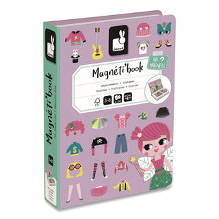 Janod® Magneti'books, Girl's Costumes, 54 Pieces (8 Cards, 46 Magnetic Shapes), Ages 3 to 8 (JUYJ02718)