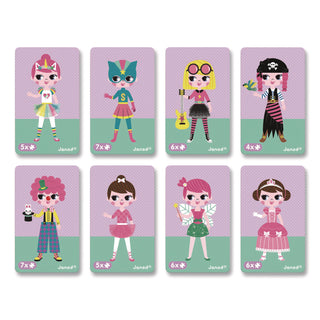 Janod® Magneti'books, Girl's Costumes, 54 Pieces (8 Cards, 46 Magnetic Shapes), Ages 3 to 8 (JUYJ02718)